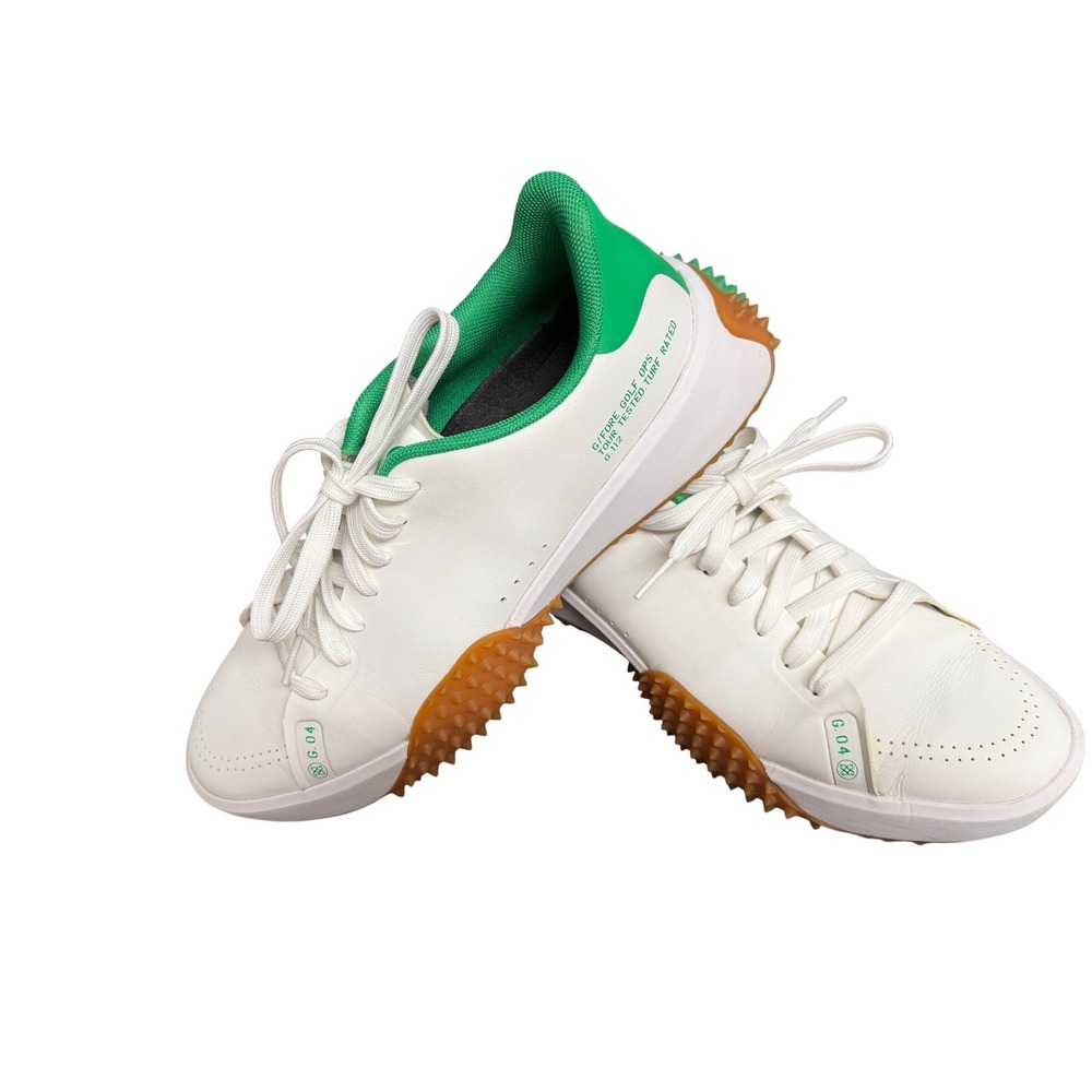 G/FORE G.112 Golf Shoes Mens 8.5 White Kelly Green Spikeless G4MF23EF104